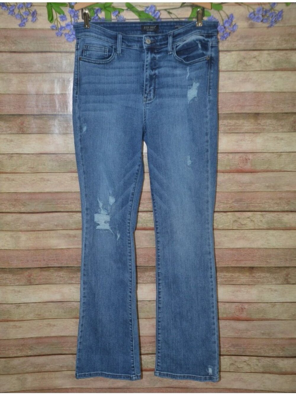 Judy Blue Boot Cut Stretch Denim Jeans Medium Wash Lightly Distressed Comfort
